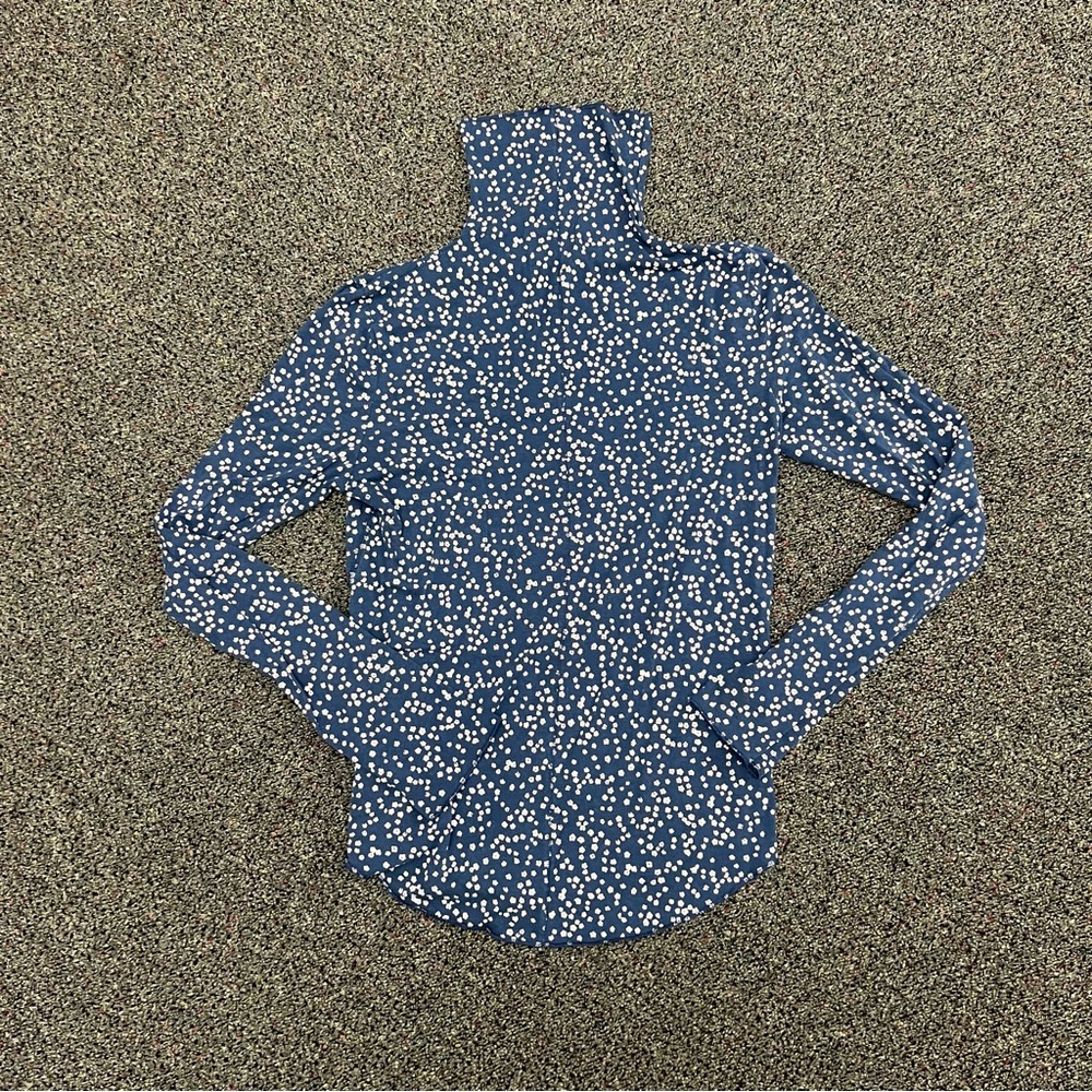 GAP Blue & White Floral Print Lightweight Turtleneck Cotton Shirt Sweater Sz M - Picture 5 of 12